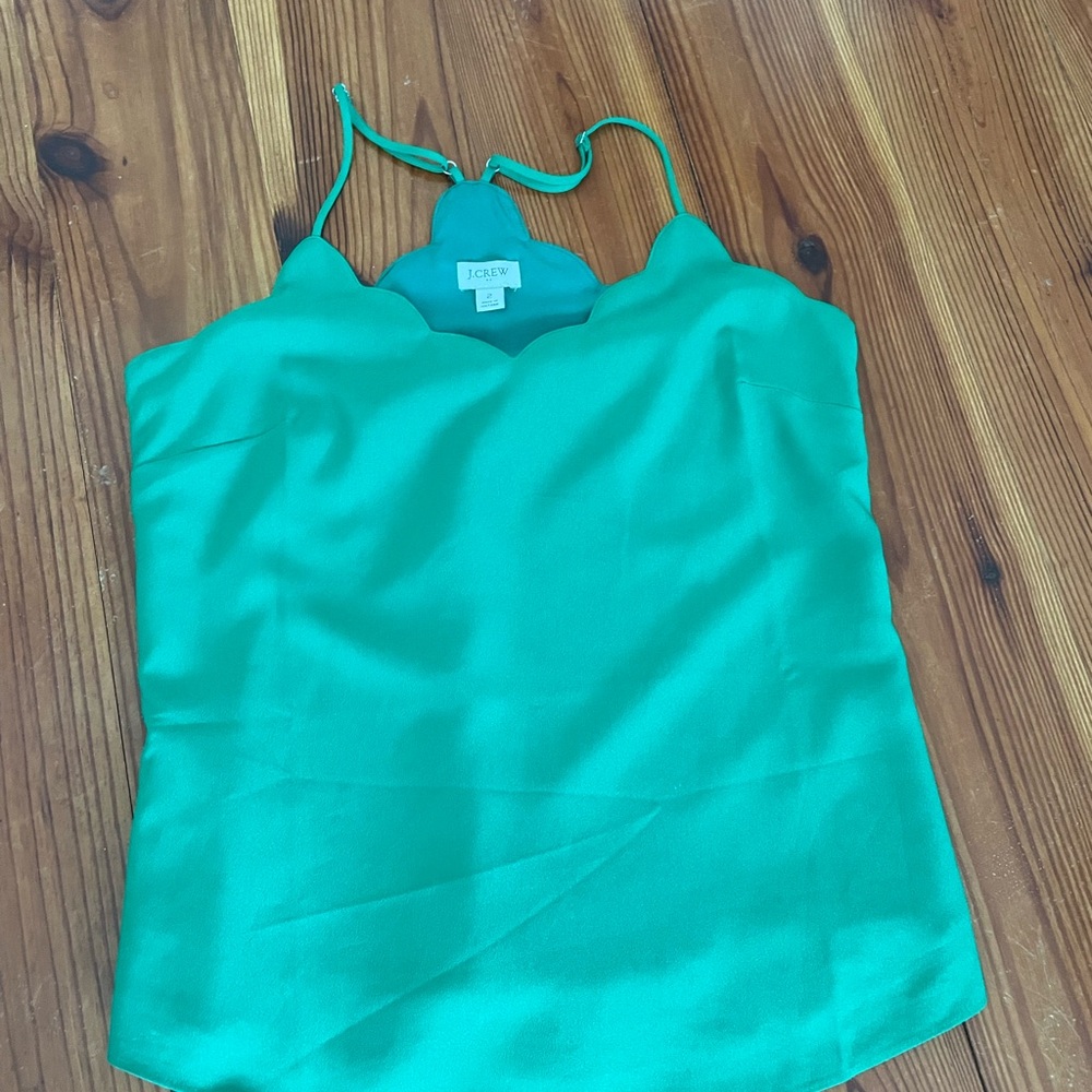 J. Crew Green Scalloped Women's Top